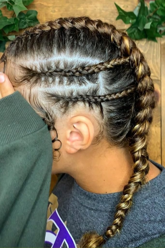 Cornrows Into Side Braid With Bangs Cornrows Into Side Braid With Bangs — Classy Softball Hair
