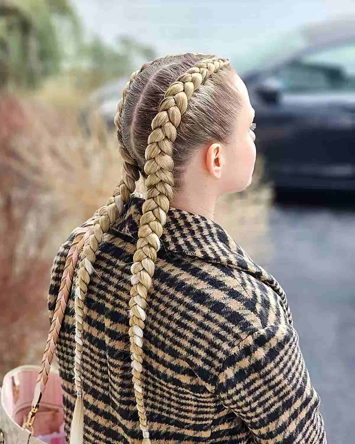 Platinum Blonde Braids With Pink Tips Platinum Blonde Braids With Pink Tips — Classy Softball Hair