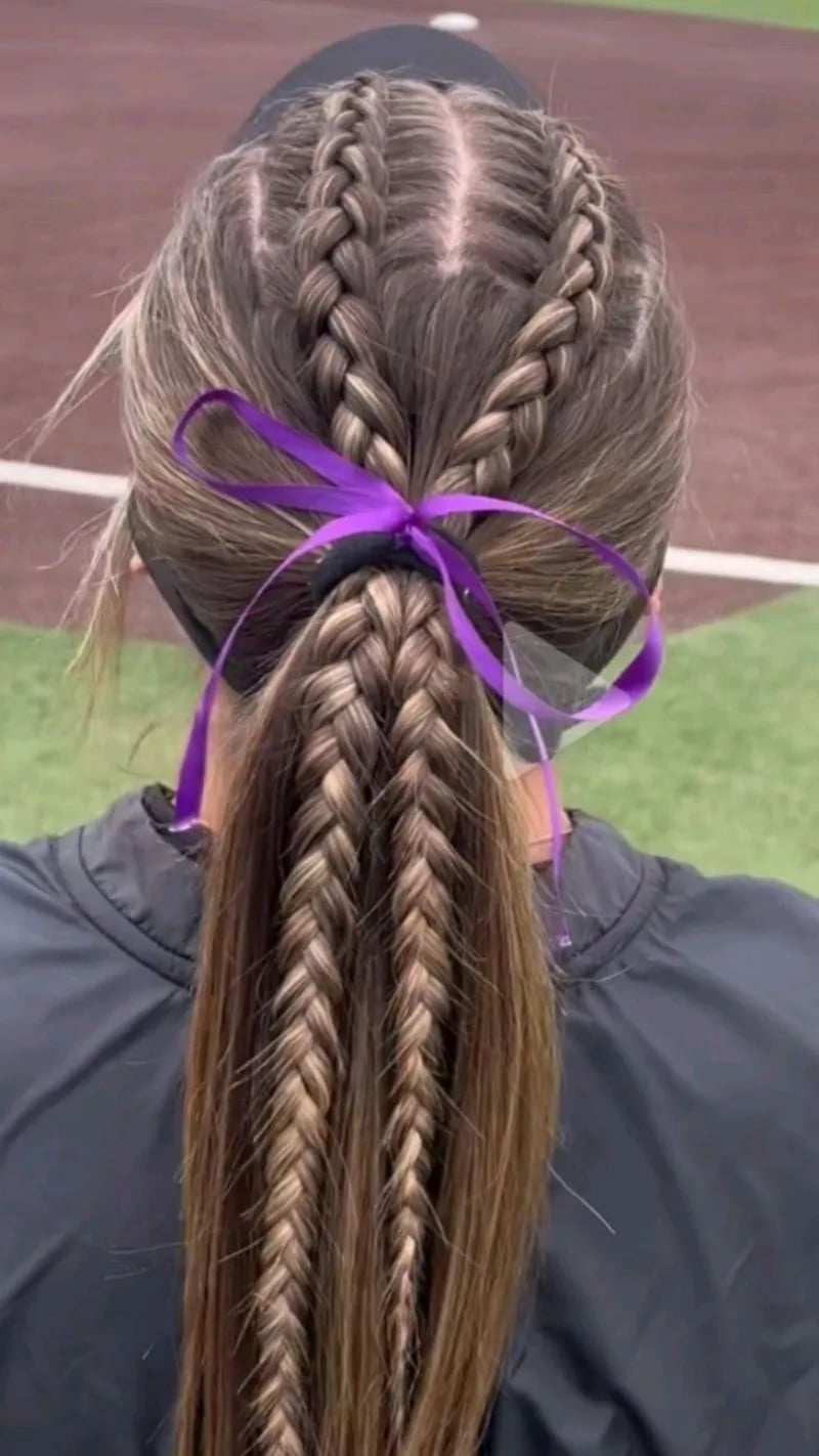 High Ponytail With Fishtail Braid High Ponytail With Fishtail Braid — Classy Softball Hair