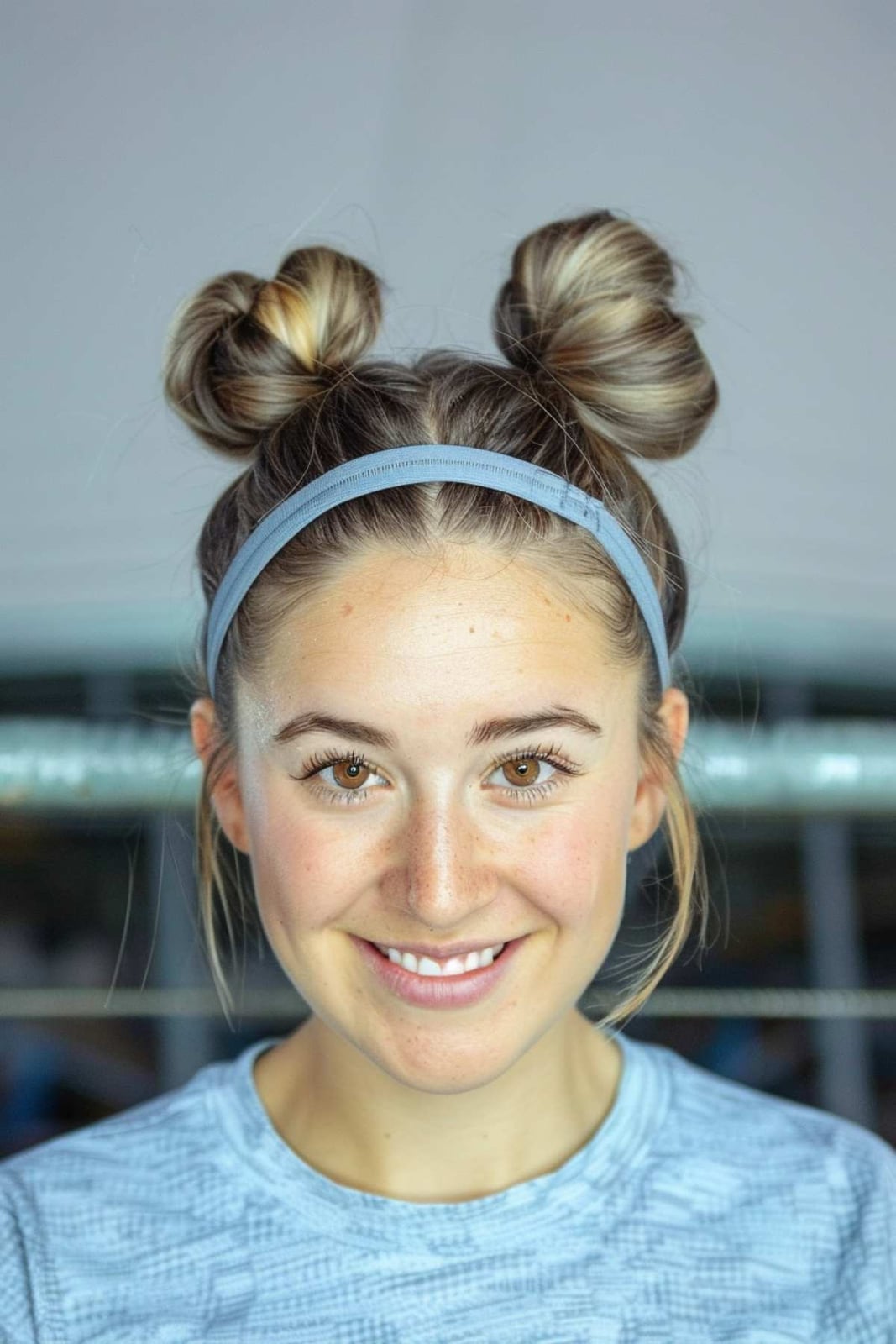 Blonde Double Buns With Headband Blonde Double Buns With Headband — Classy Sports Hair