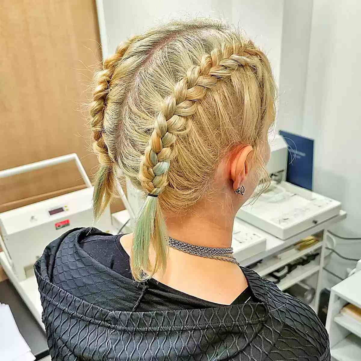 Blonde Double Braids To Mid-Back Blonde Double Braids To Mid-Back — Classy Sports Hair