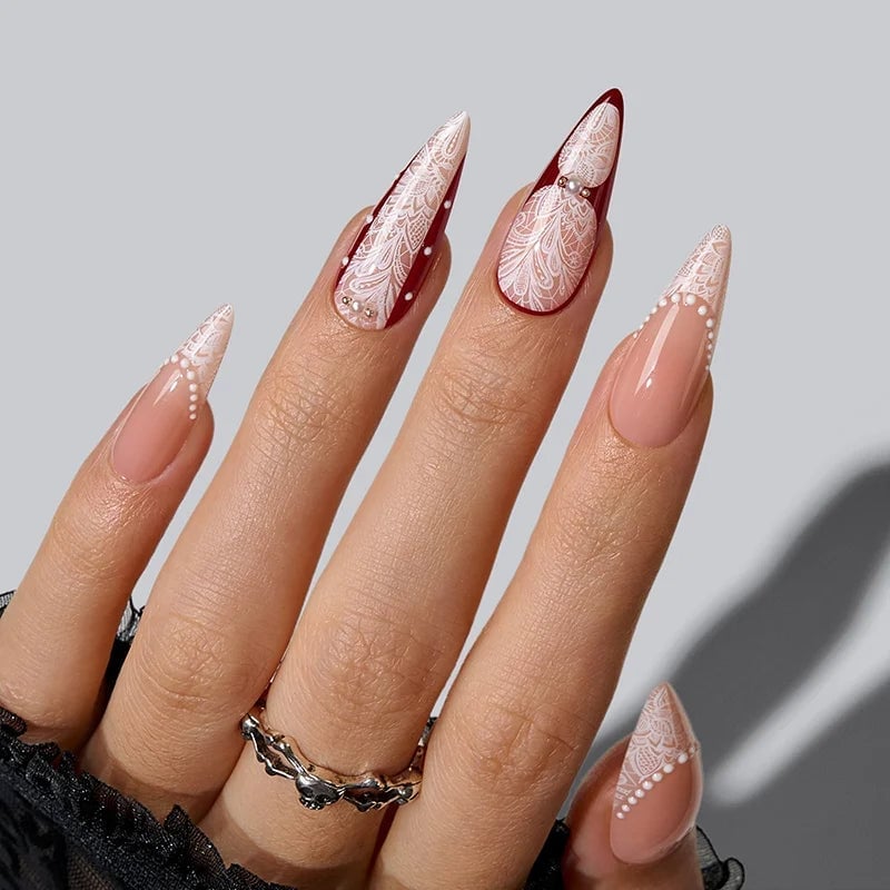 Midnight Bride Stiletto Nails - Soft Gel Press On – BTArtbox Nails