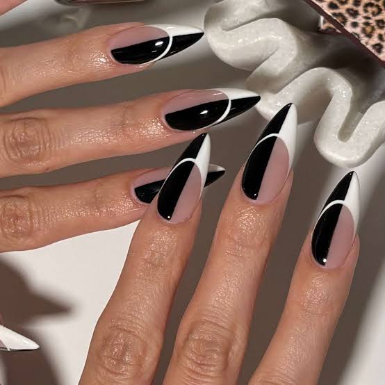 Sheer Pink Stiletto Classic White French Tips — Classy Stiletto Nails