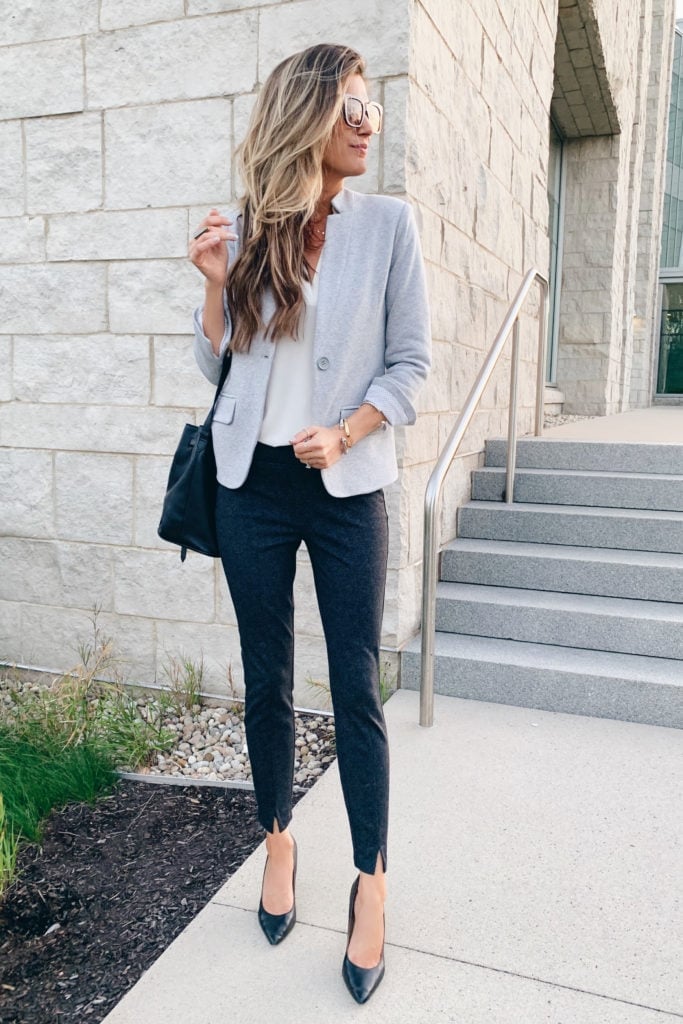 Cropped Blazer With Fitted Trousers — Classy Teacher Outfits Elementary