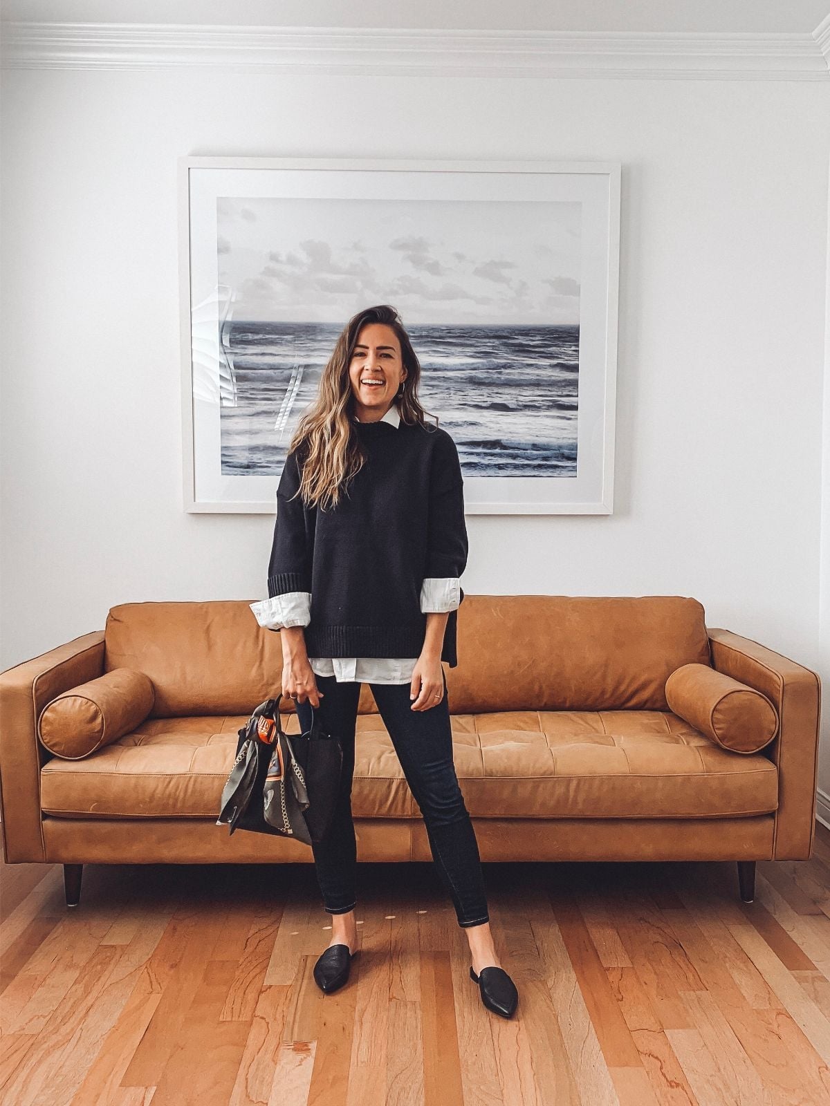 Layered Sweater Over Collared Shirt With Skinny Jeans — Classy Teacher Outfits Elementary