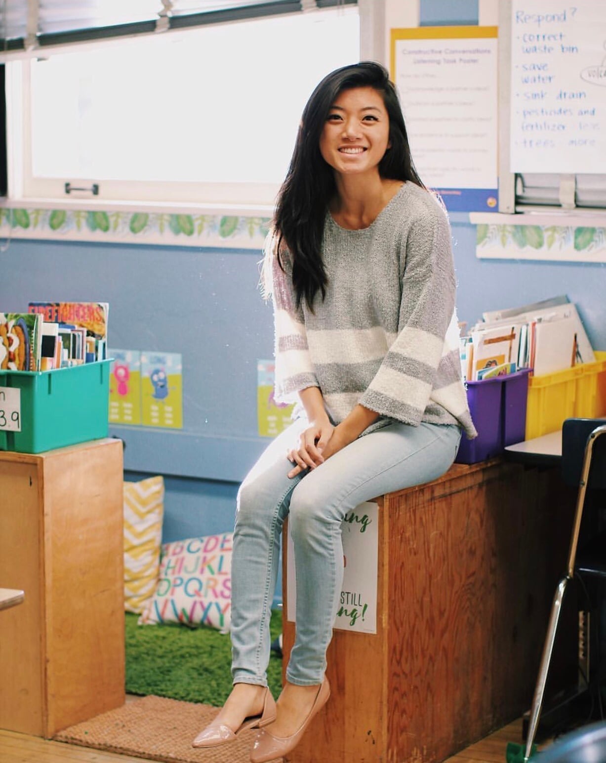 Striped Sweater With Skinny Jeans — Classy Teacher Outfits Elementary