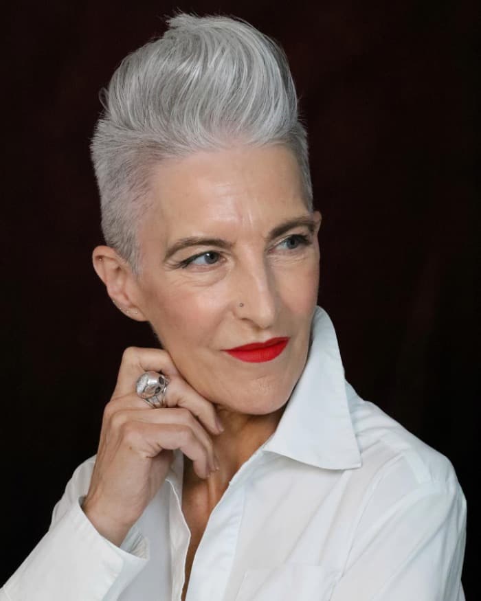 Silver Gray Undercut Pixie With Volume, Ear — Classy Very Short Hair