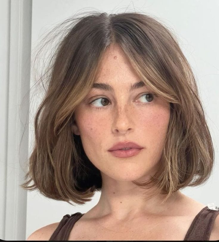 Bob With Curtain Bangs and Balayage — Classy Very Short Hair