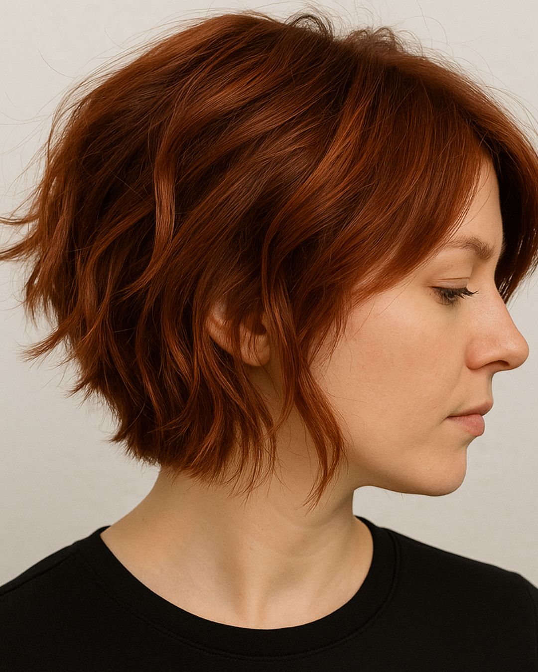 Red Wavy Pixie With Face Framing, ухо — Classy Very Short Hair