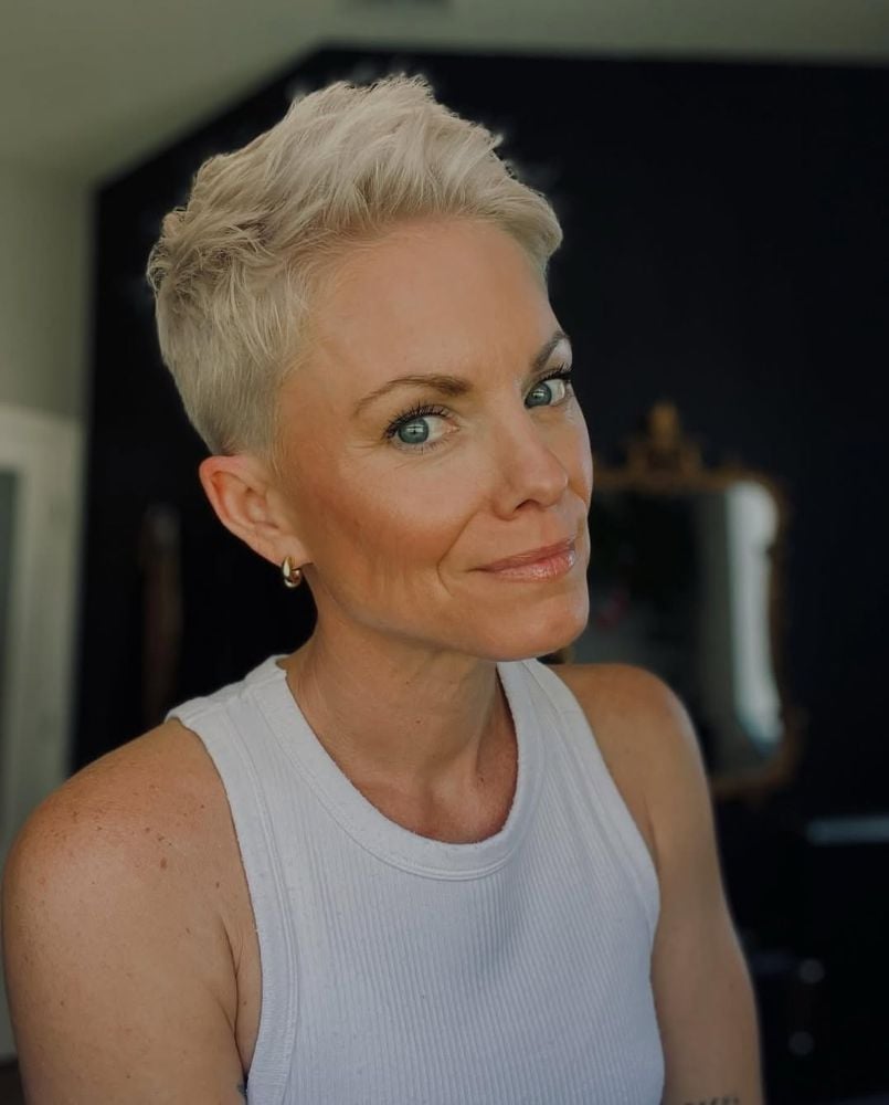 Ash Blonde Pixie With Textured Top — Classy Very Short Hair
