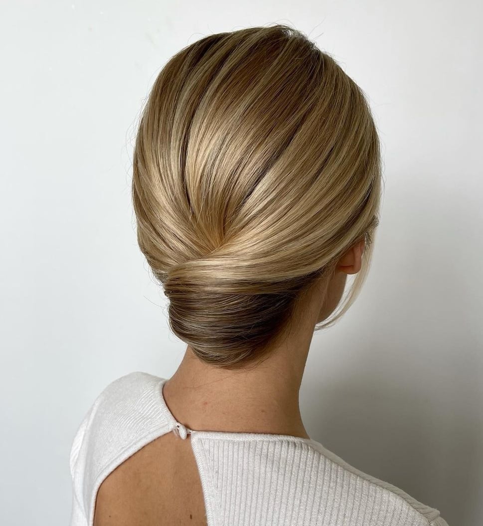 Sophisticated Low Bun With Root Shadow — Classy Wedding Guest Updos