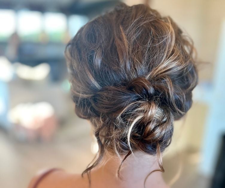 Messy Dark Brown Updo With Twists — Classy Wedding Guest Updos