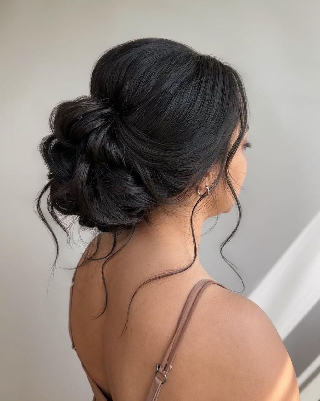 Sculpted Dark Brown Chignon Bun — Classy Wedding Guest Updos