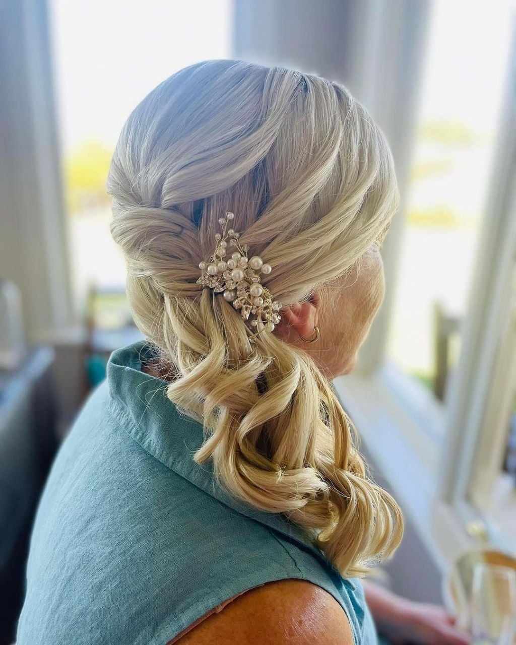 Twisted Low Side Ponytail With Crystal Accessory — Classy Wedding Hair