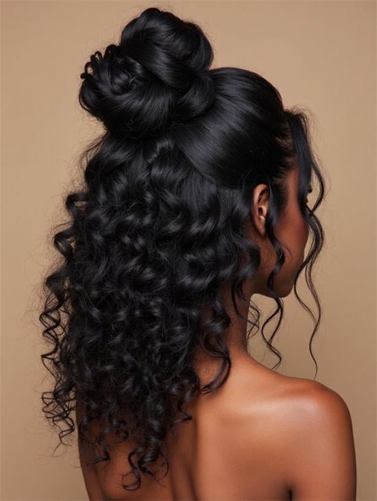 High Bun With Voluminous Curls — Classy Wedding Hair
