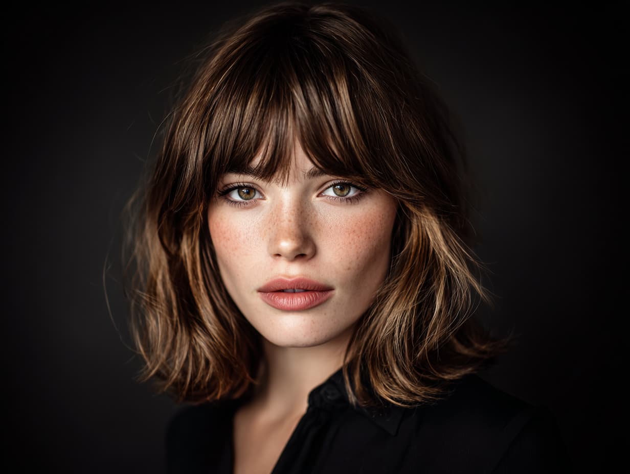 Collarbone Lob Medium Brown Blonde Highlights — Classy Work Hair