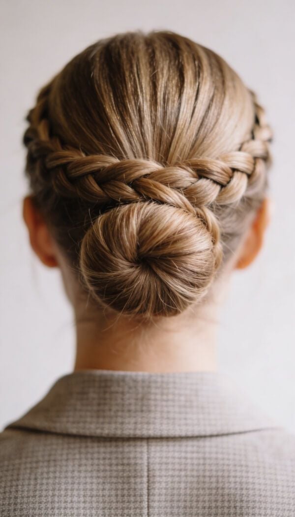 Mid-Back Braided Updo With Crown Detail — Classy Work Hair