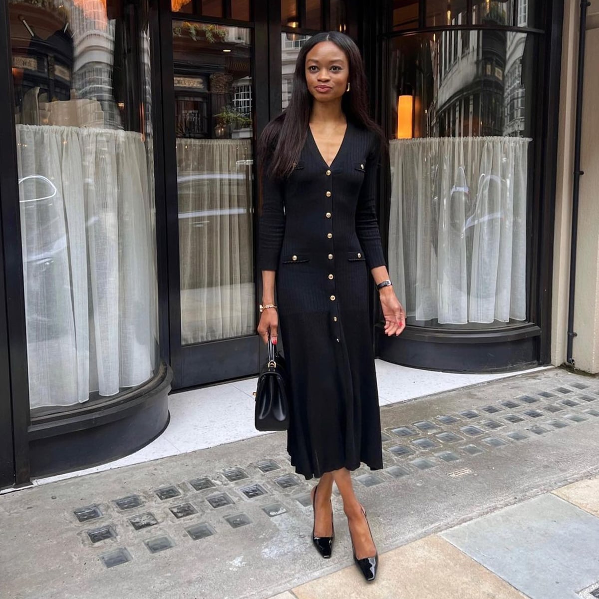 Striped cardigan and midi skirt set — Classy Work Outfits Women Office
