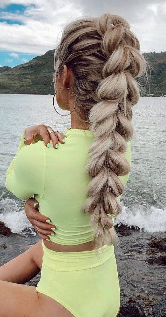 Voluminous Blonde Pull-Through Braid, Ending Mid-Back — Cute Braids Easy