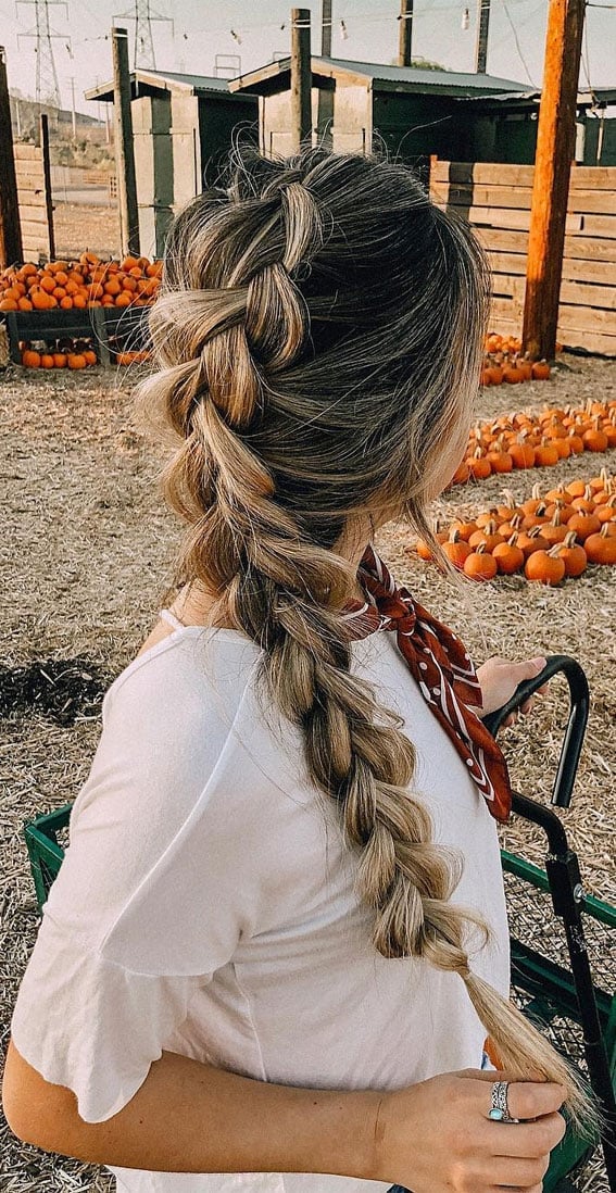 Loose Fishtail Braid with Curtain Bangs — Cute Braids Easy
