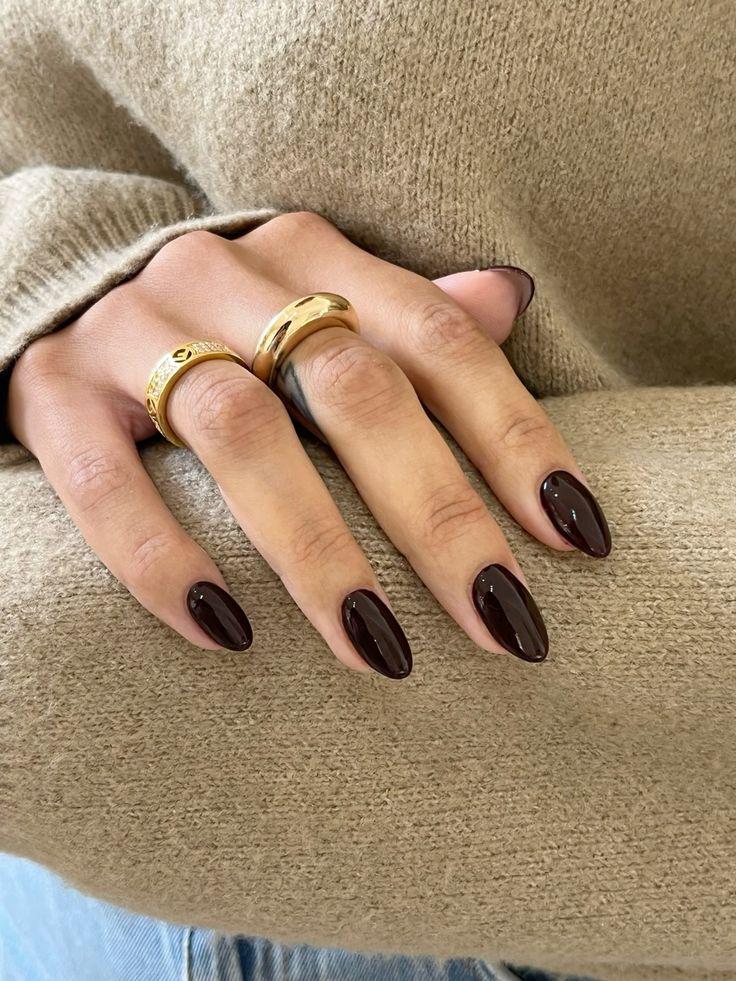 Deep Glossy Brown Almond Nails Deep Glossy Brown Almond Nails — Cute Brown Nails