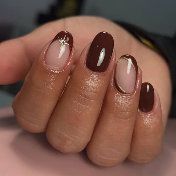 Oval Nails with Brown and Beige Swirls Oval Nails with Brown and Beige Swirls — Cute Brown Nails