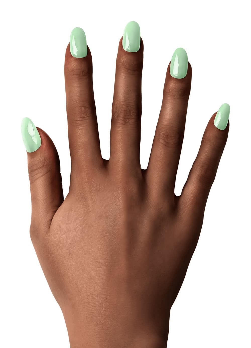 Uniform Light Mint Green Medium Almond Nails, Close-Up Take — Cute Dip Nails