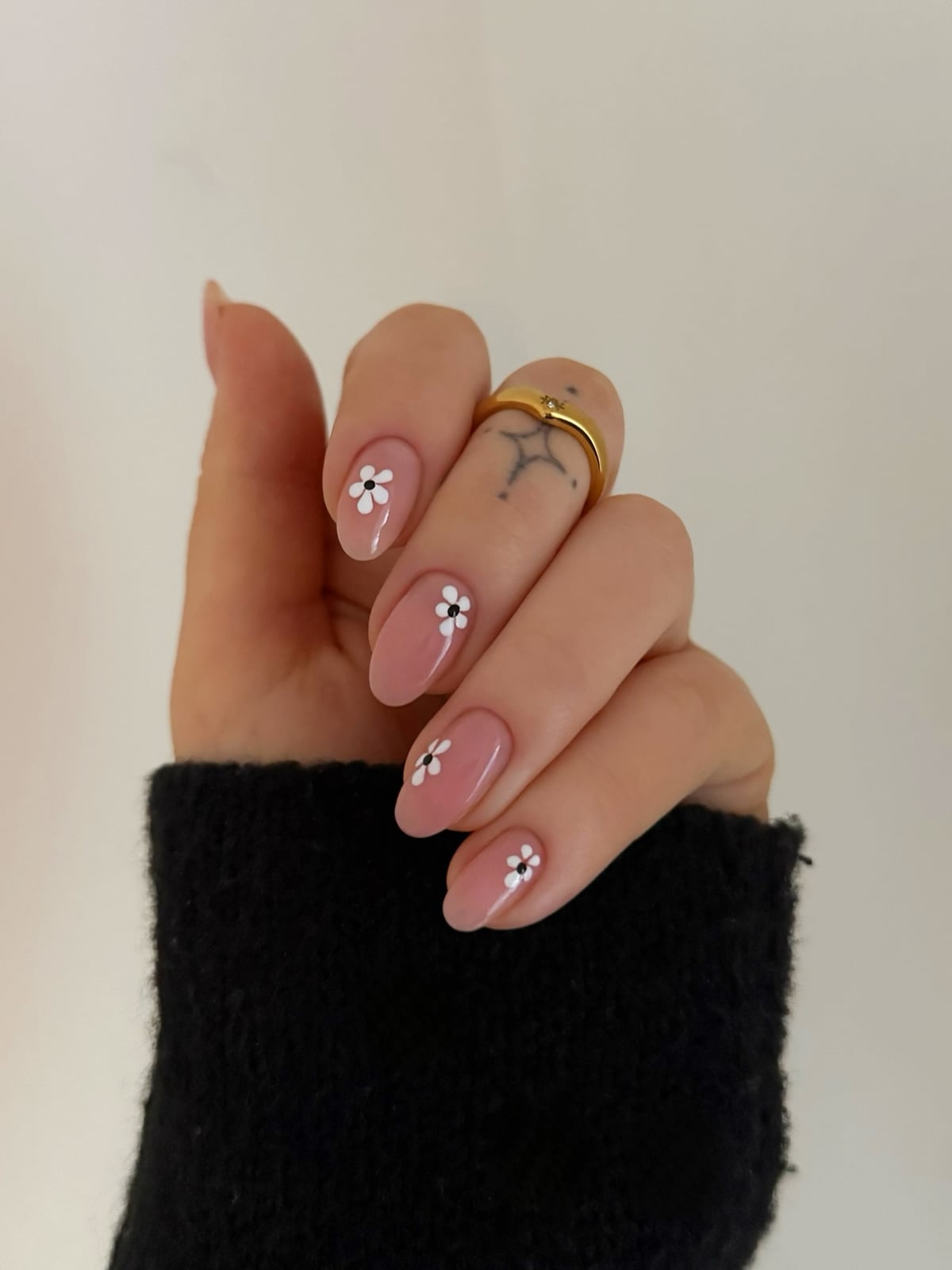 Delicate White Floral Sheer Pink Short Almond Nails — Cute Dip Nails