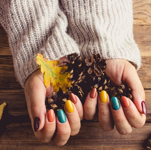 Fall Color Variety Short Almond Nails — Cute Dip Nails