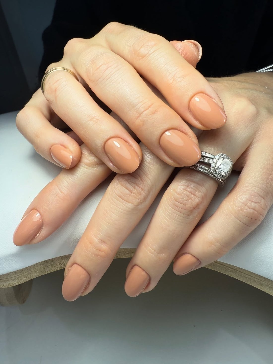 Light Tan Opaque Short Oval Nails — Cute Tan Nails