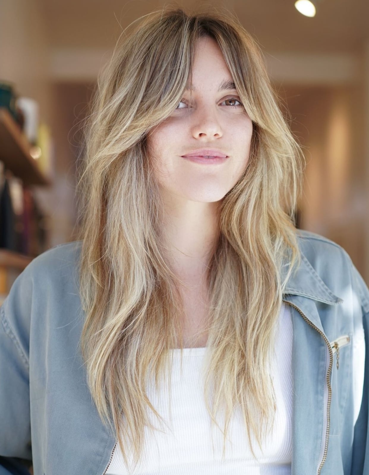 Collarbone Light Brown With Soft Curtain Bangs Collarbone Light Brown With Soft Curtain Bangs — Cute Ways to Style Curtain Bangs