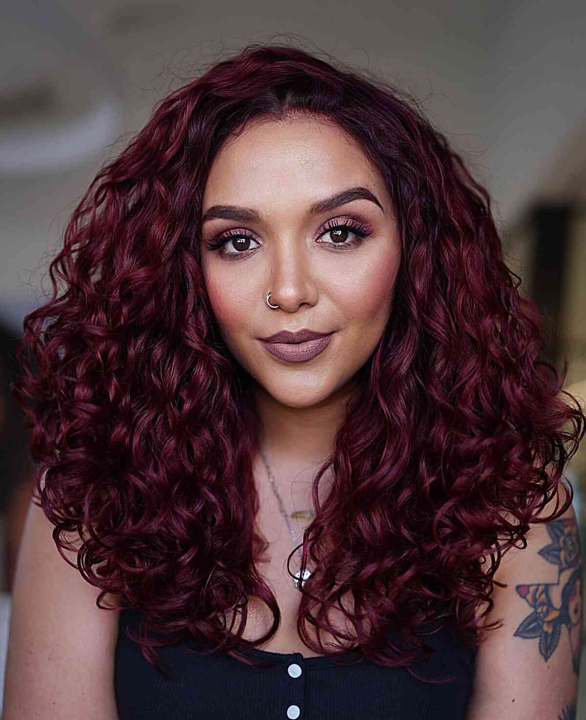 Collarbone Dark Auburn With Subtle Highlights — Dark Auburn Hair