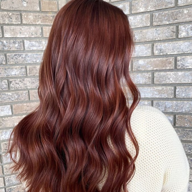 Rich Mid-Back Dark Auburn Color — Dark Auburn Hair