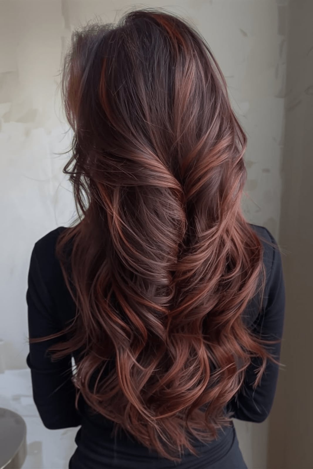 Mid-Back Dark Brown With Auburn Balayage — Dark Auburn Hair