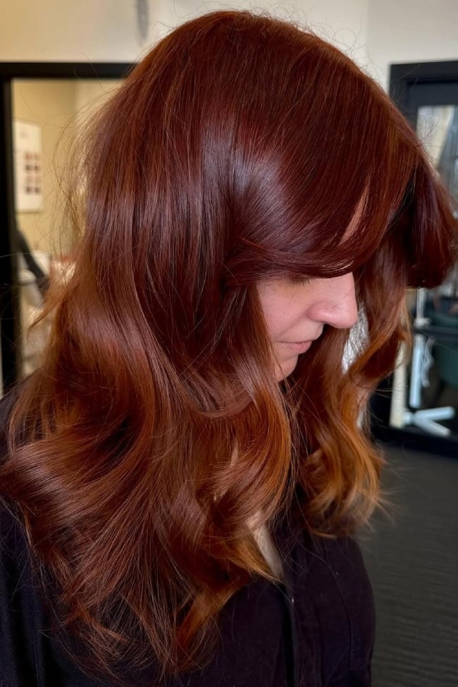 Collarbone Deep Auburn With Warmer Tones — Dark Auburn Hair