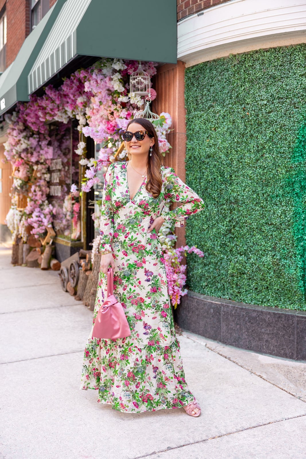 White floral print chiffon maxi dress — Dress for Wedding Guest