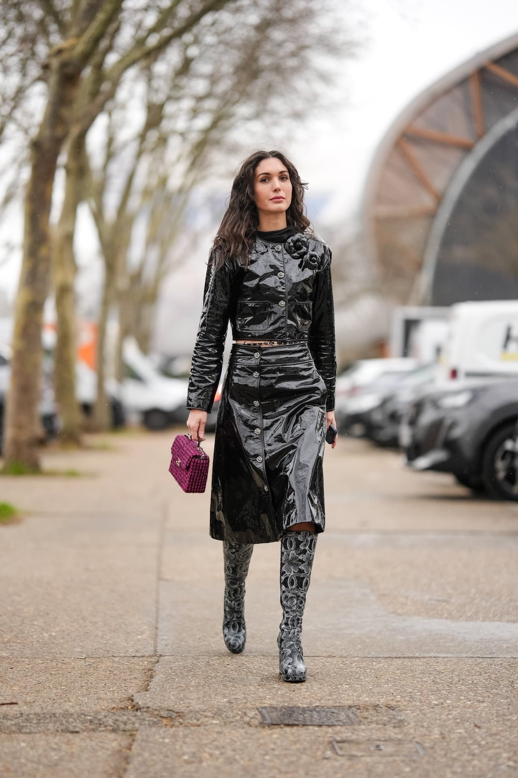 Patent Leather Set With Snakeskin Boots Patent Leather Set With Snakeskin Boots — Edgy Outfits