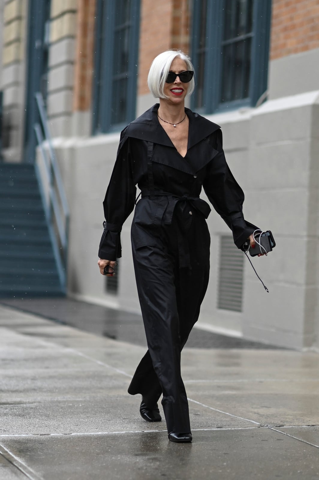Belted Jumpsuit With Oversized Collar Belted Jumpsuit With Oversized Collar — Edgy Outfits