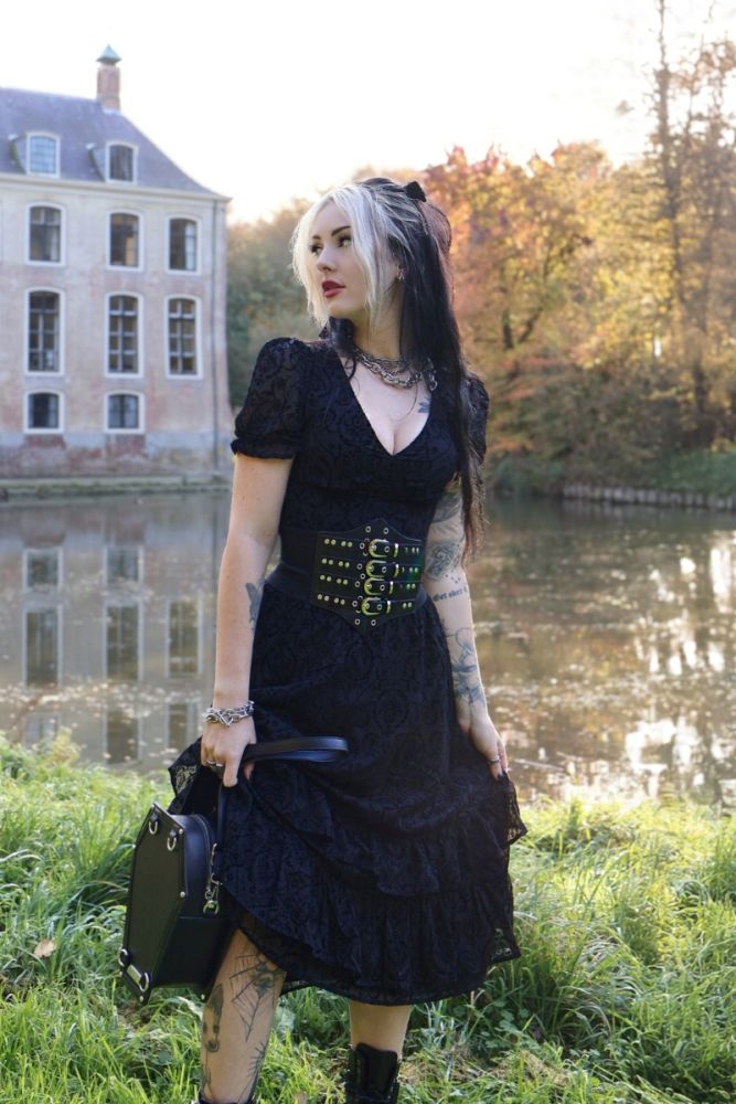 Lace Dress With Studded Belt — Emo Style