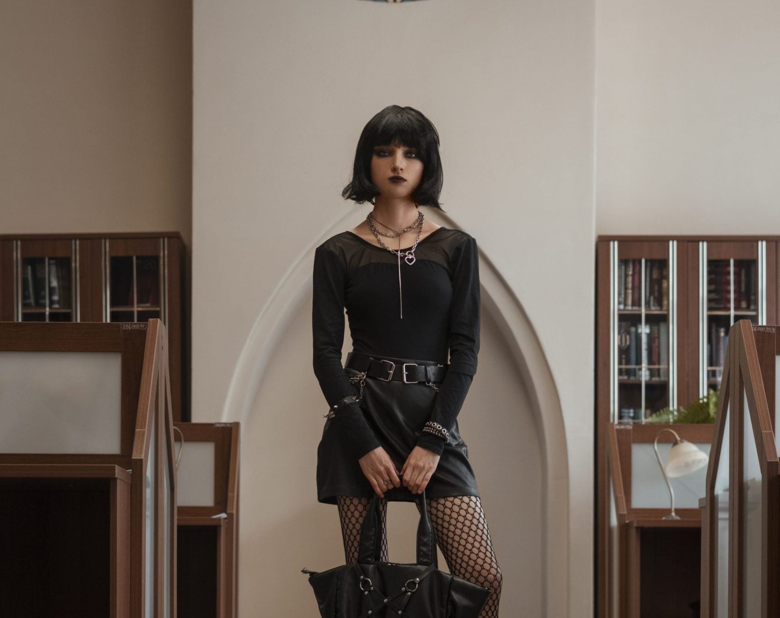 Mesh Top With Mini Skirt And Fishnet Stockings — Emo Style