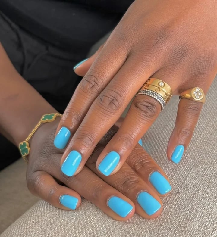 Medium Oval Cobalt Blue Glossy Nails — Gel Nails Colors