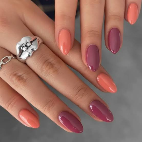 Medium Almond Two-Tone Nails — Gel Nails Colors