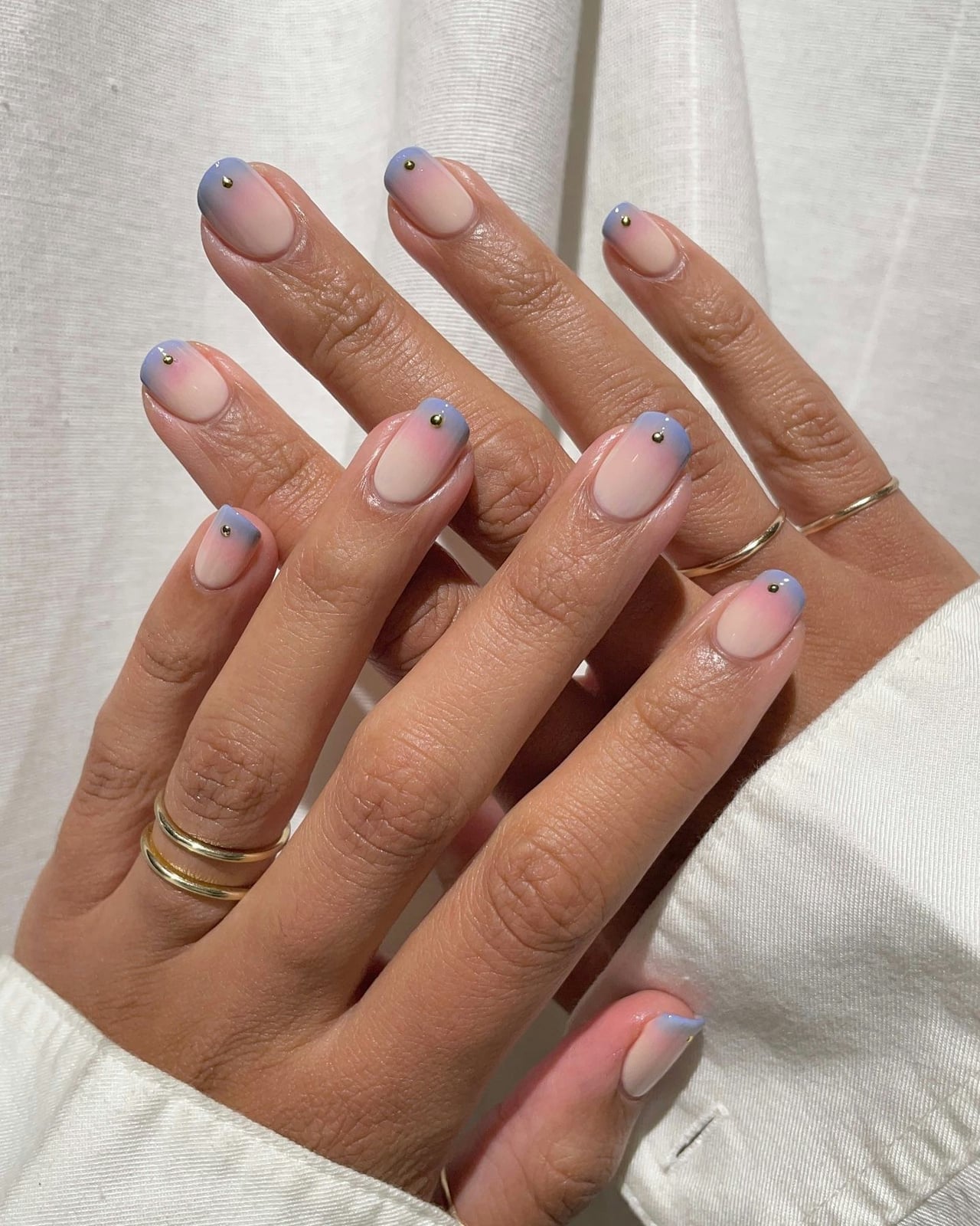 Medium Almond Gradient French Tip Nails — Gel Nails Colors