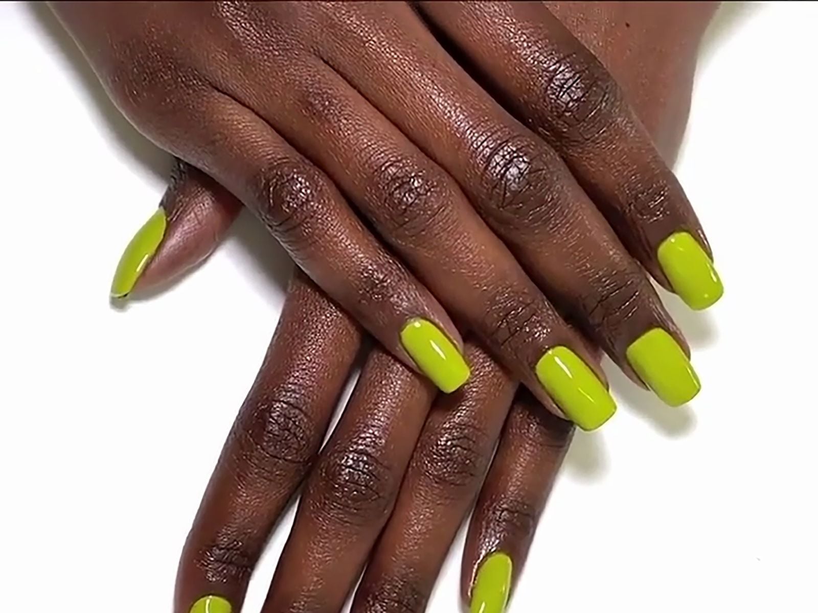 Short Square Bright Lime Green Nails — Gel Nails Colors