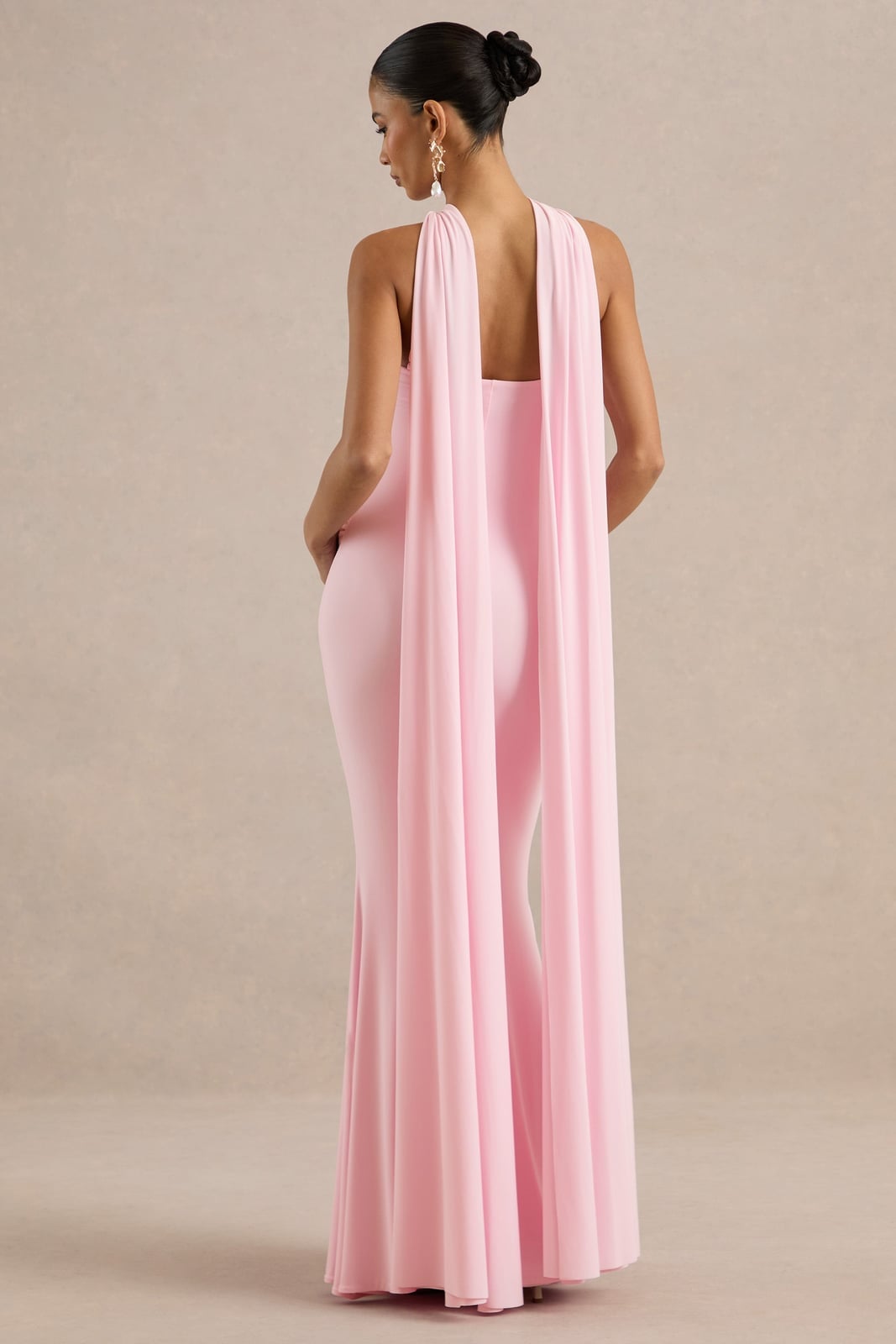 Pale Pink Jumpsuit with Flowing Cape — Gender Reveal Outfits