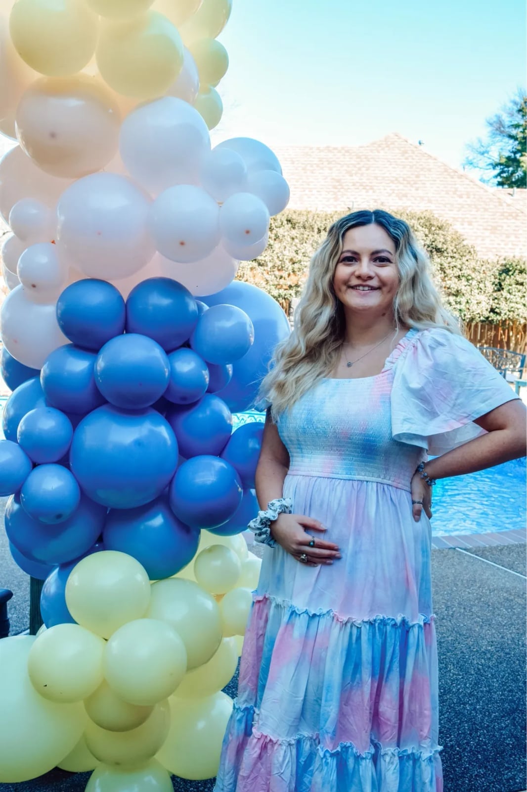 Pink Blue Yellow Tie-Dye Maxi Dress — Gender Reveal Outfits