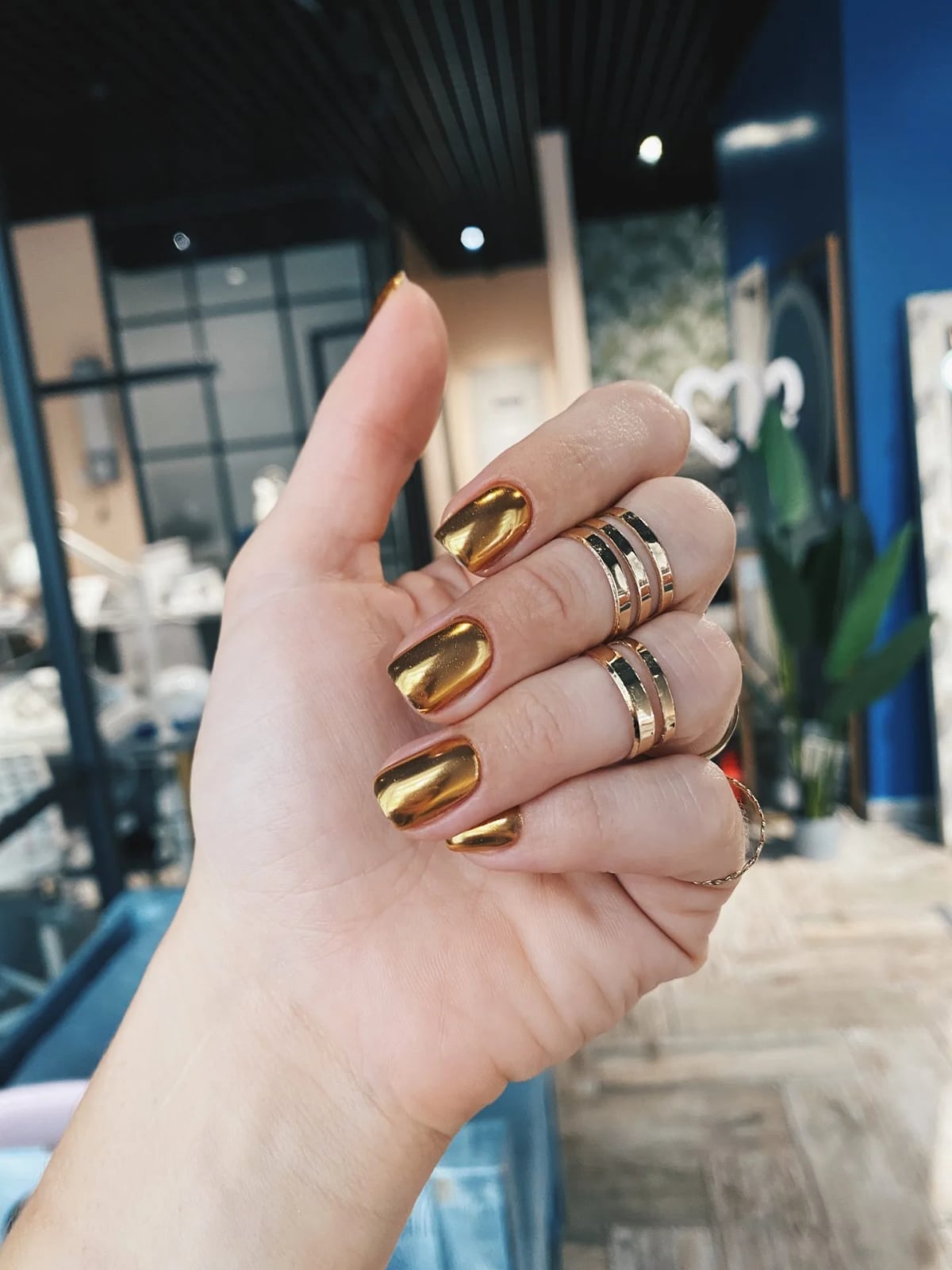 Medium Square Mirror Gold Chrome — Gold Chrome Nails