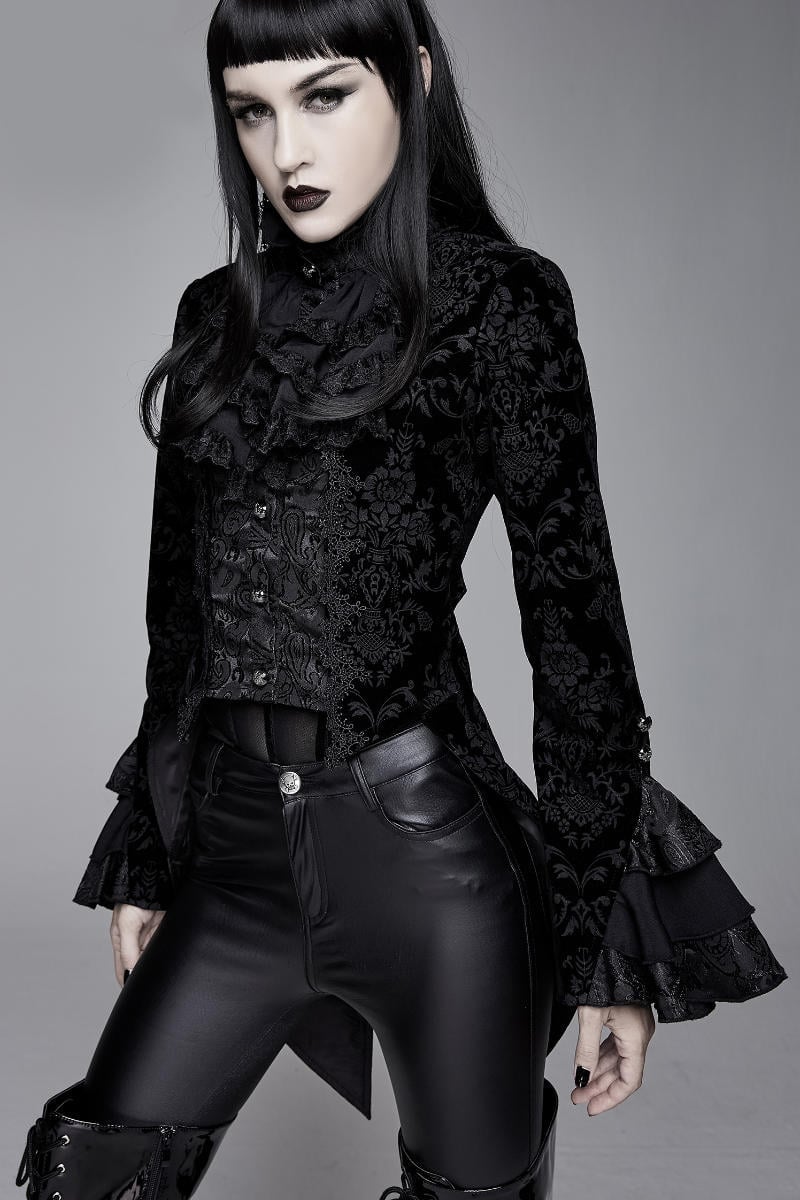 Black velvet jacket with ornate floral pattern — Gothic Style