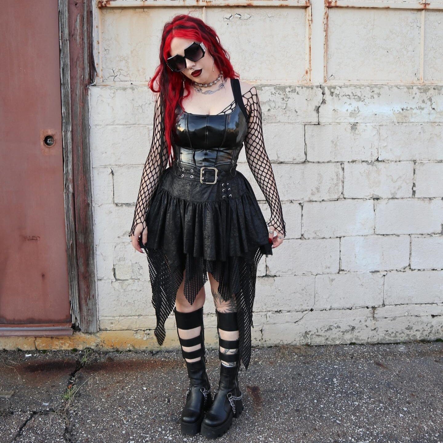 Black distressed skirt with asymmetrical hem — Gothic Style