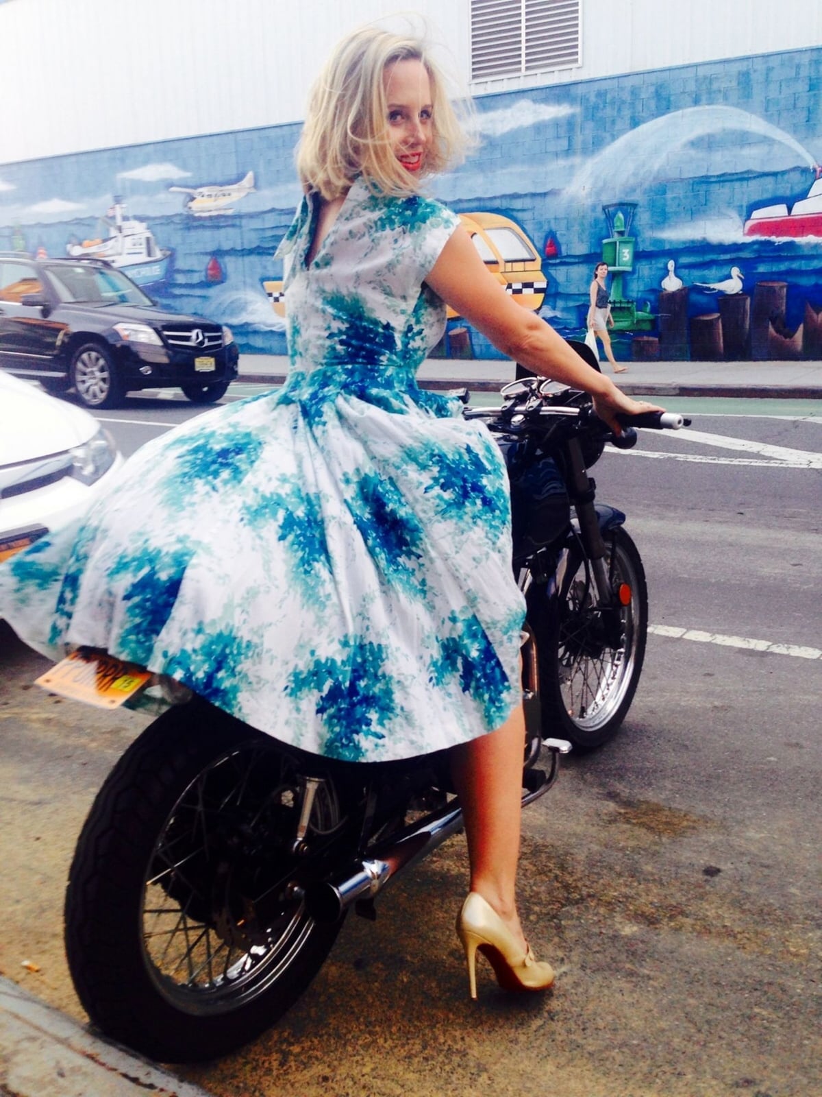 Abstract watercolor print fit and flare dress — Gowns Dresses